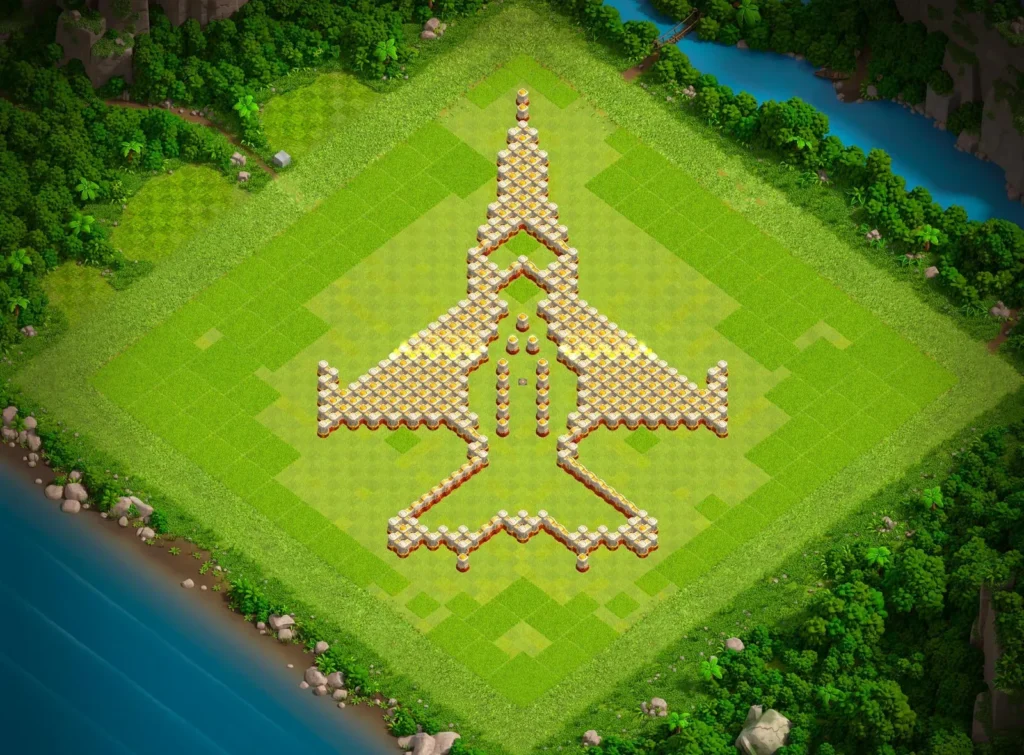TH16 Jet Fighter Art Base Design | Creative Clash of Clans Layout