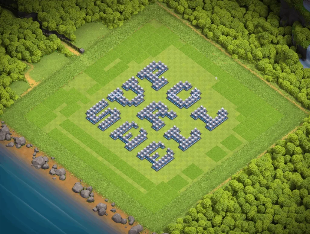 TH12 “SUPERCELL” Text Art Base Design | Creative Clash of Clans Funny Troll Layout