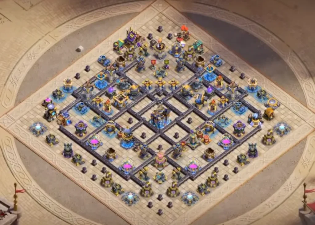 TH18 War Base with Cake-A-Pult — Anti 3 Star CWL Symmetric Diamond Grid Clashiversary Crafted Defense Layout (August 2026) + Copy Link