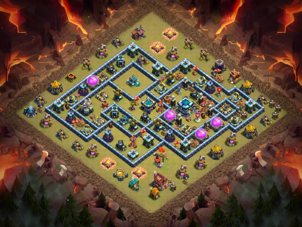 TH13 Anti-3 Star War Base with Symmetrical Compartments – Best CWL Layout 2026