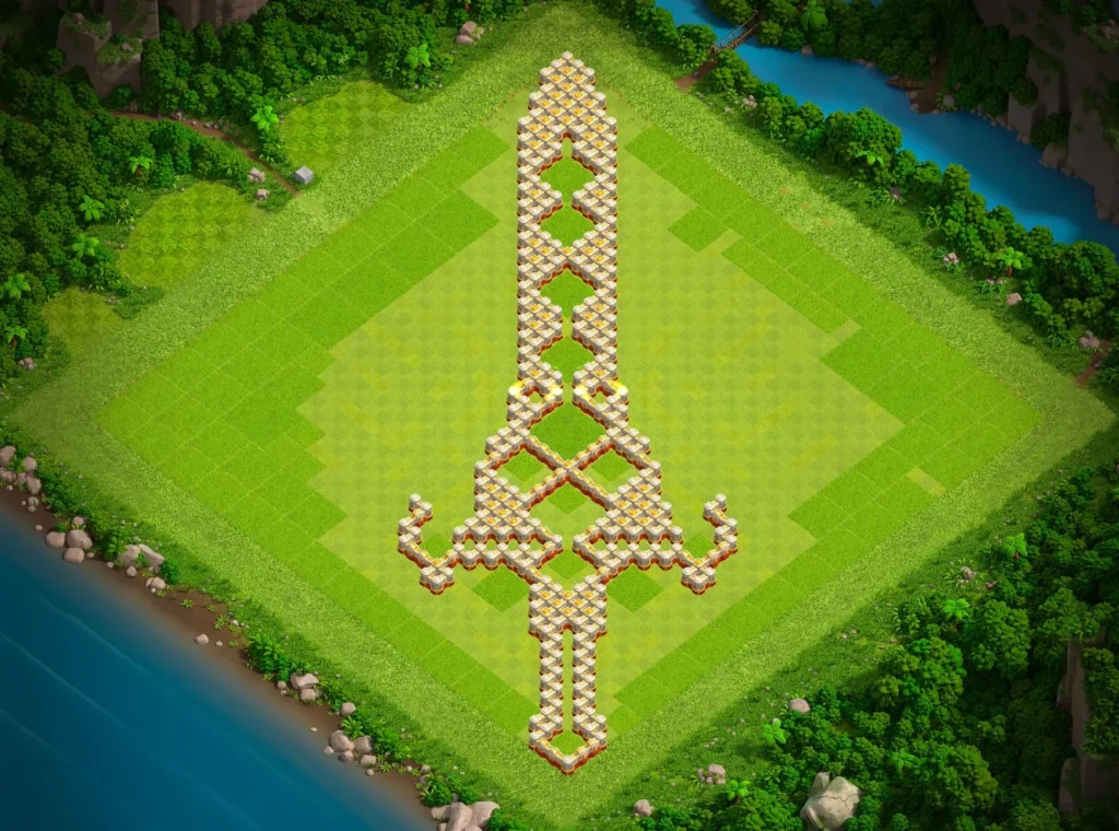 TH16 Fantasy Sword Art Base Design | Creative Clash of Clans Layout