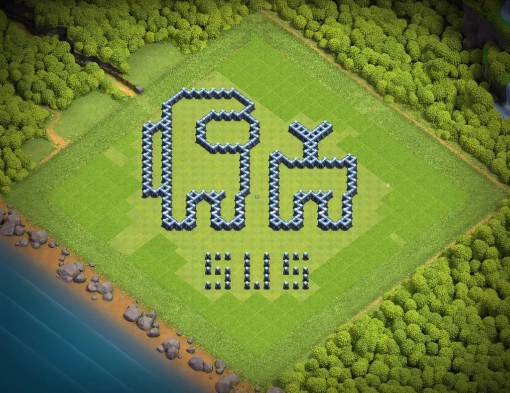 TH13 Among Us “SUS” Art Base Design | Creative Clash of Clans Funny Troll Layout
