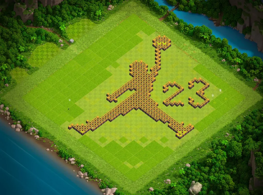 TH14 Air Jordan “Jumpman” Art Base Design | Creative Clash of Clans Funny Troll Layout