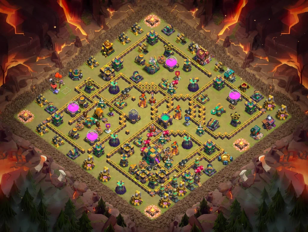 TH14 Anti-3-Star Asymmetrical War Base with Strategic Dead-Zones and Core Defense