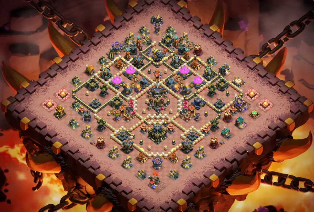 TH17 Ranked Base: Anti-3 Star Symmetrical Diamond Layout