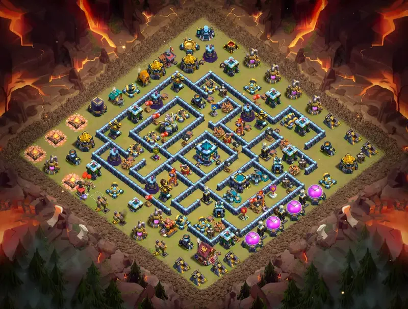 TH13 Anti-3 Star War Base with Non-Linear Compartments – Competitive CWL Layout 2026