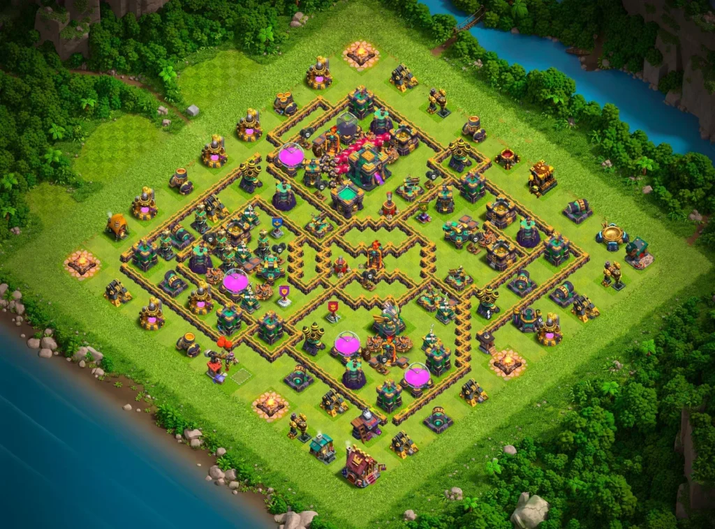 TH14 Farming Base: Asymmetric Defensive Layout