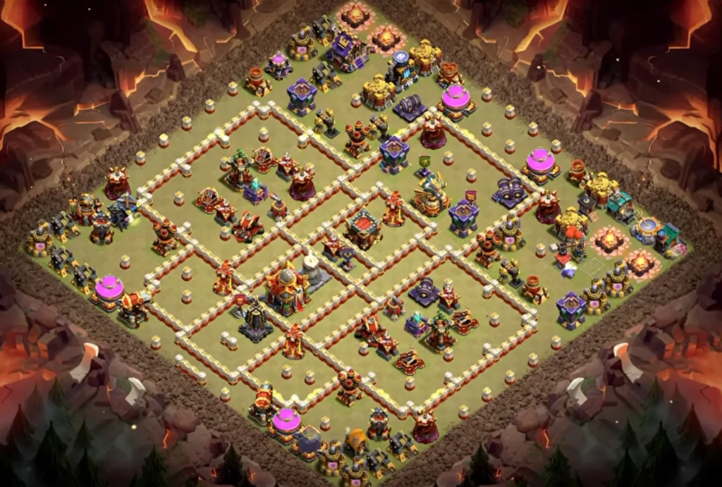 TH16 War Base with Hot Candle — Anti 3 Star CWL Off-Center Grid Open Flank Clashiversary Layout (August 2026) + Copy Link