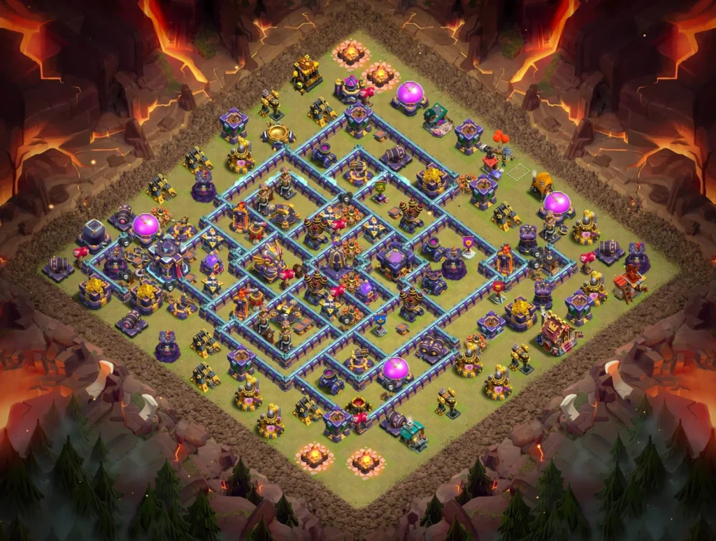TH15 Anti-3 Star Asymmetric Diamond Layout with Isolated Flank Core for Clan Wars and CWL