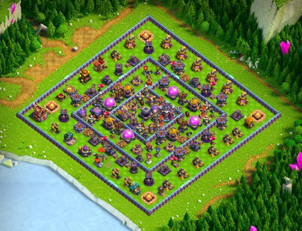 TH15 Farming Base Symmetrical Concentric Multi-Ring Layout with Balanced Storage Distribution