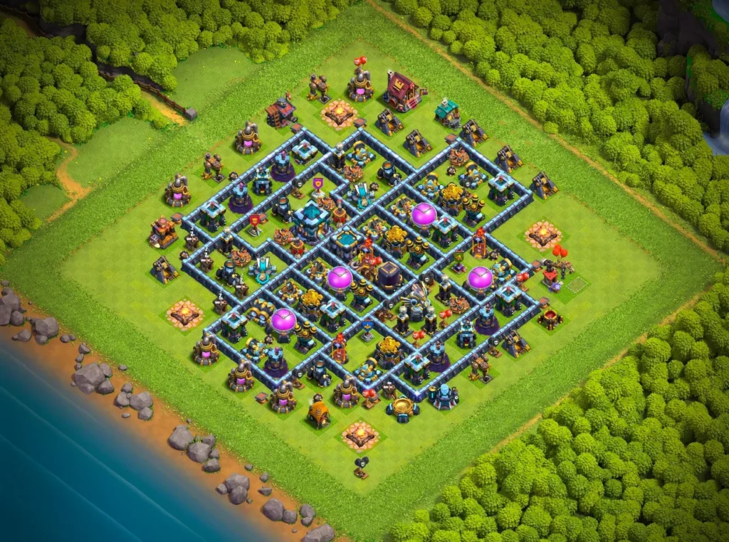 TH13 Farming Base: Asymmetric Offset Compartment Grid Layout