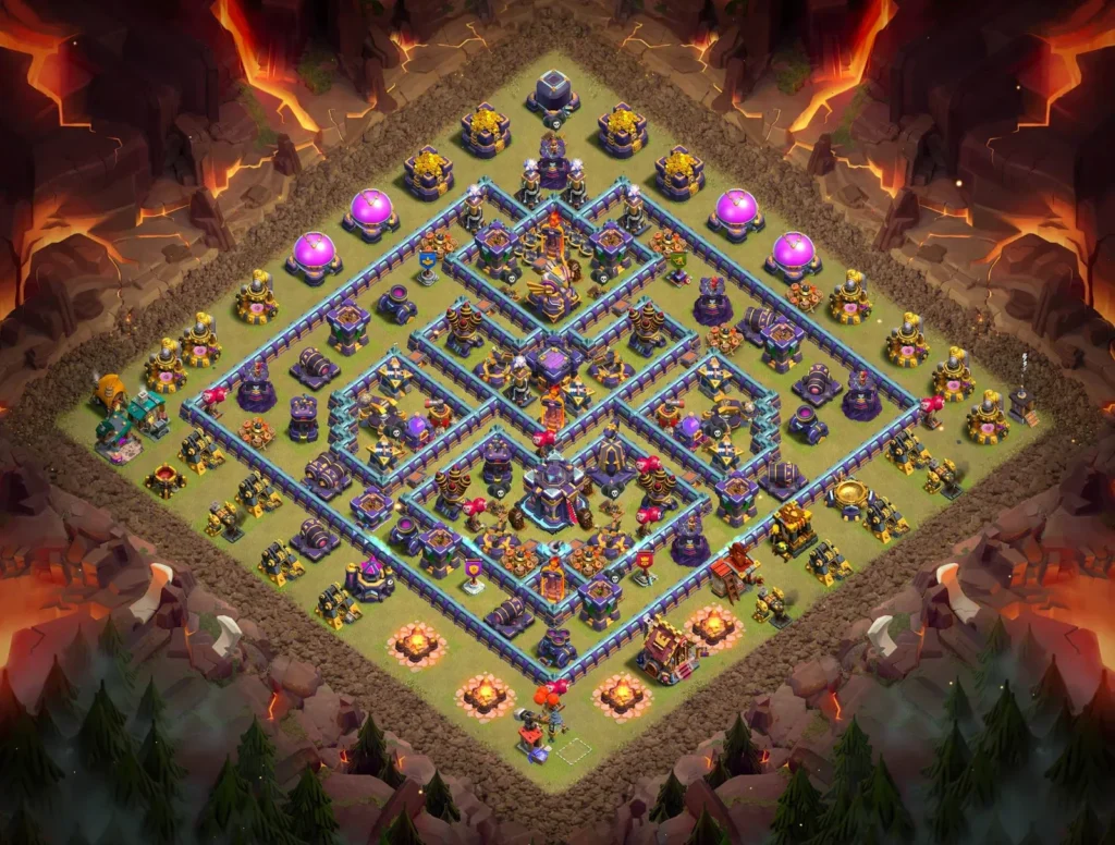 TH15 Anti-3 Star Symmetric Concentric Diamond Layout for Clan Wars and CWL