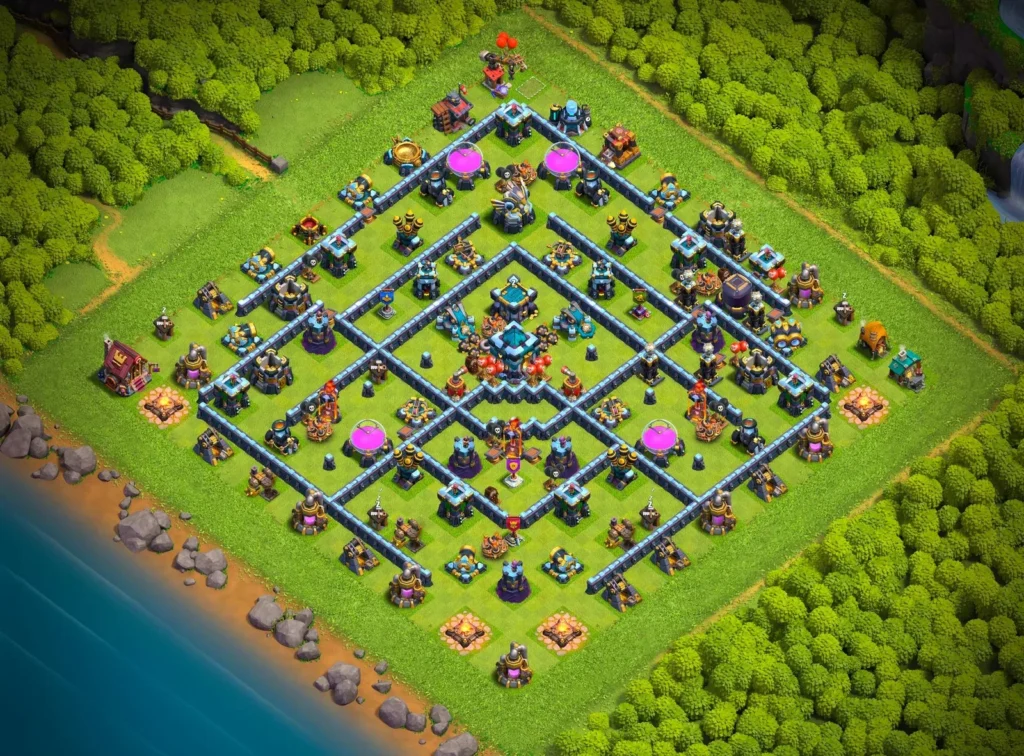 TH13 Ranked Base: Anti-3 Star Concentric Diamond Layout