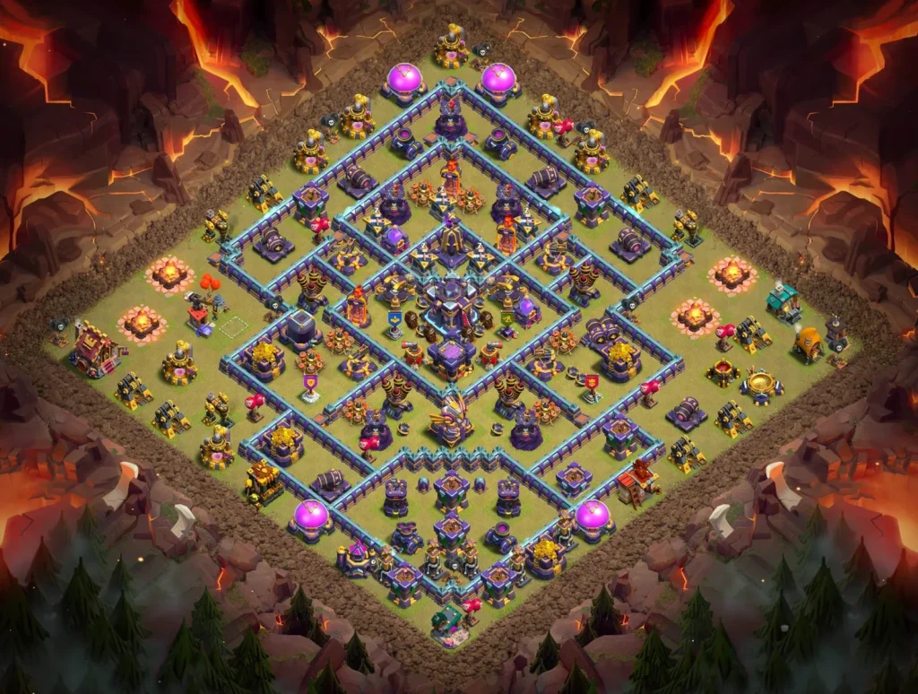 TH15 Anti-3 Star Concentric Diamond Layout with Centralized Core for Clan Wars and CWL