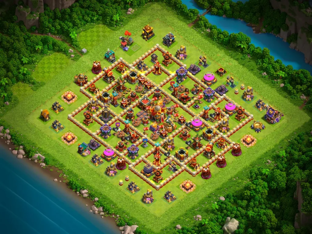 TH16 Ranked Base: Anti-3 Star Symmetrical Compartment Layout