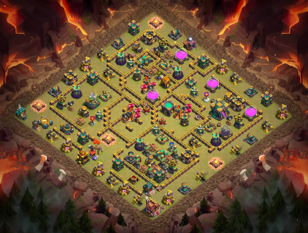 TH14 Anti-3-Star Asymmetrical War Base with Strategic Defensive Zoning