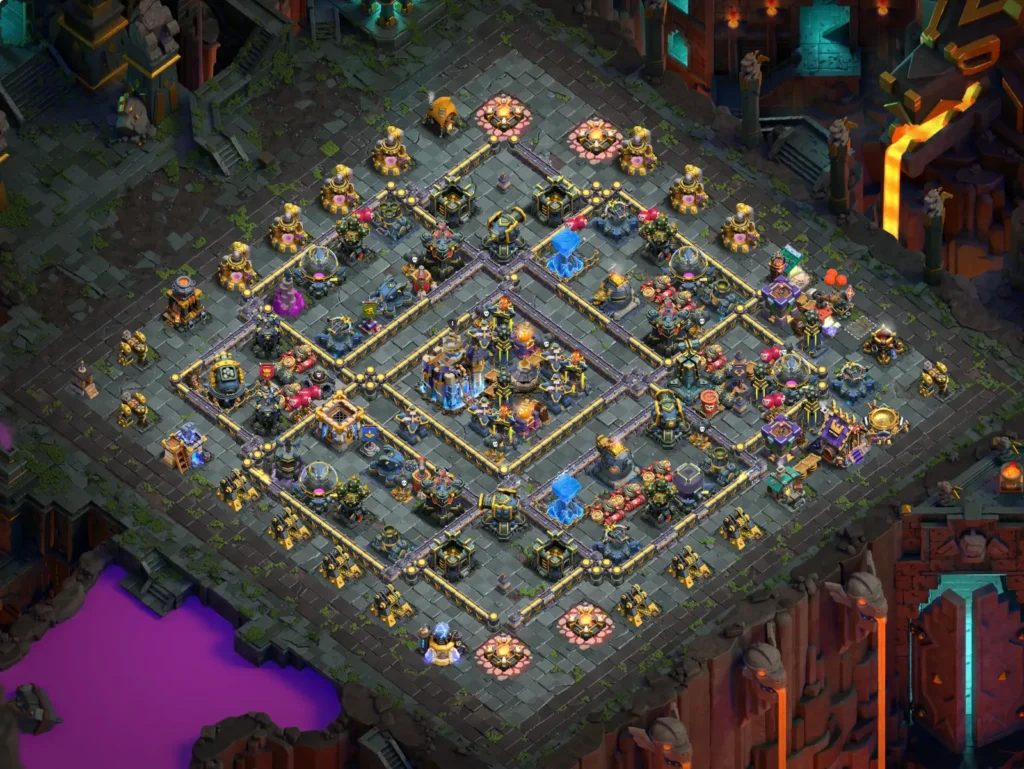 TH18 Farming Base: Symmetrical Diamond Ring Layout