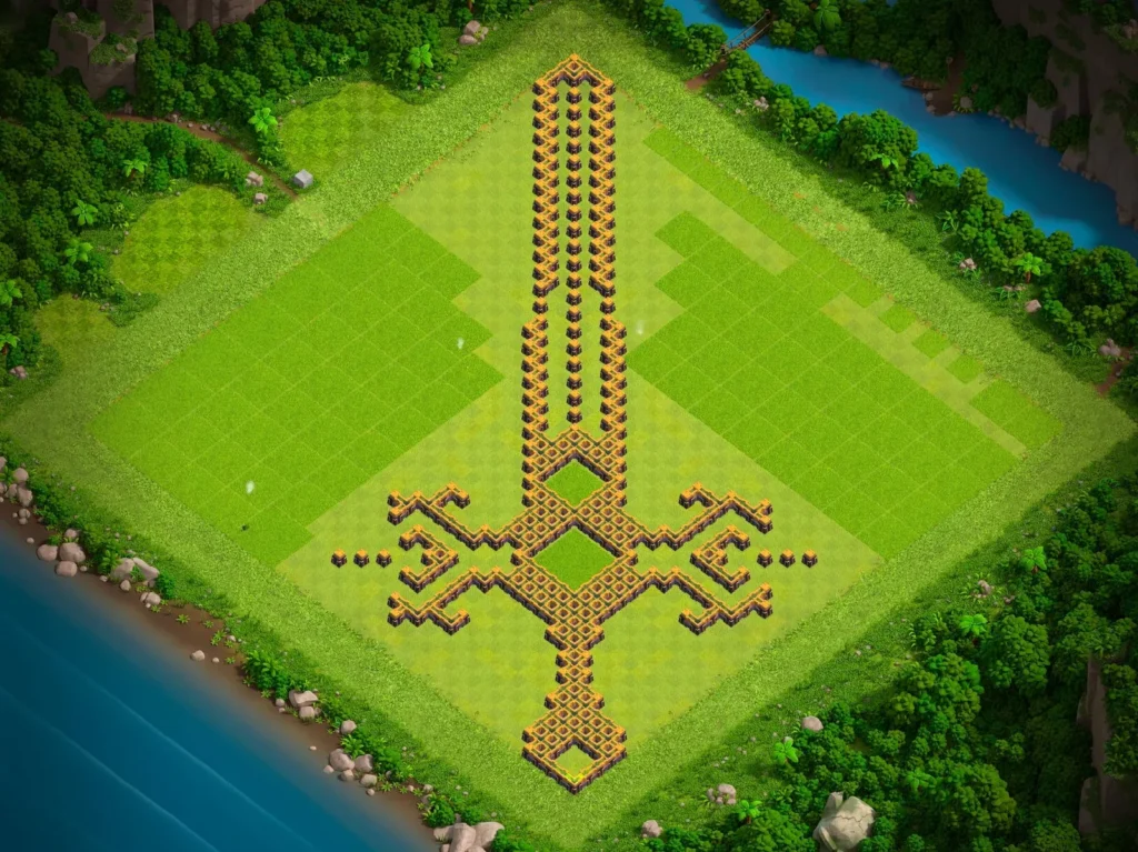 TH14 Sword Art Base Design | Creative Clash of Clans Layout