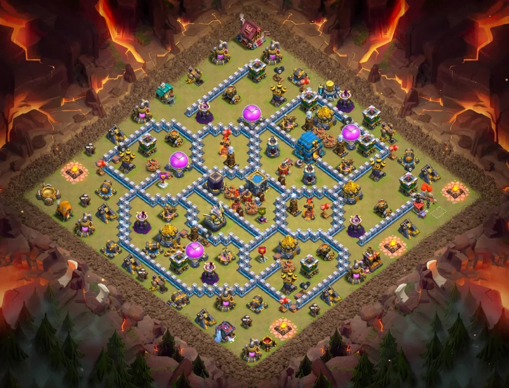 TH12 War Base: Anti-3 Star Asymmetrical Compartment Layout