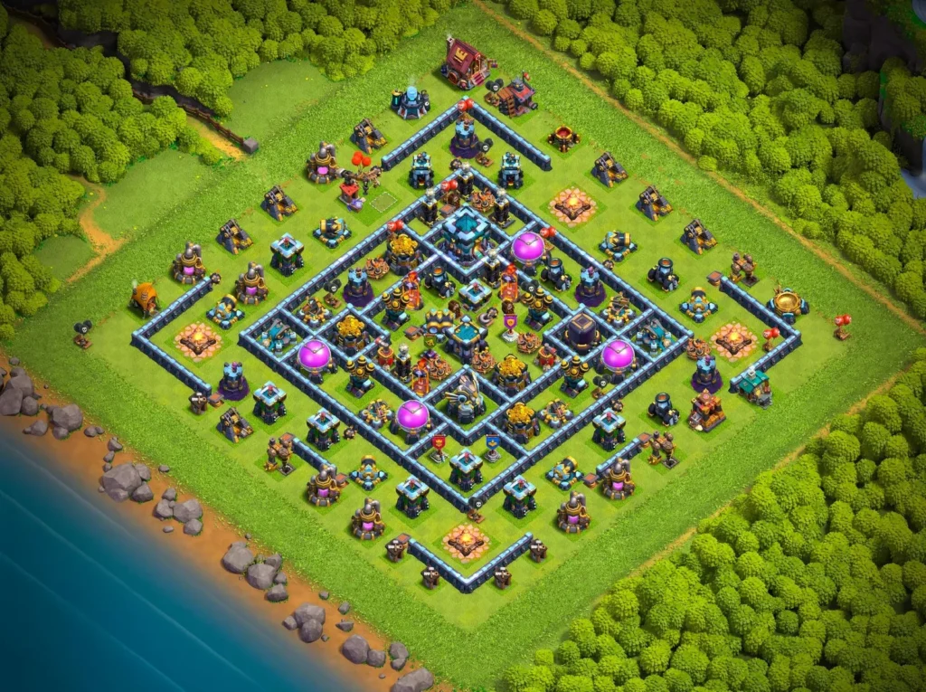 TH13 Farming Base: Symmetric Diamond Ring Layout
