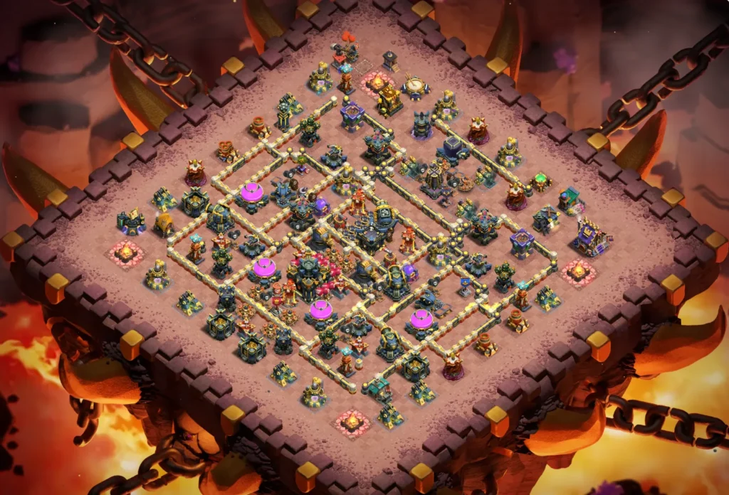 TH17 Ranked Base: Anti-3 Star Compact Diamond Layout