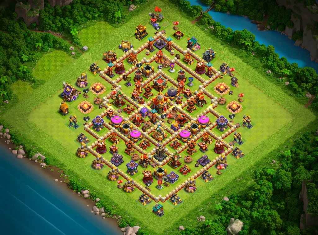 TH16 Farming Base: Diamond Interlocked Compartment Layout