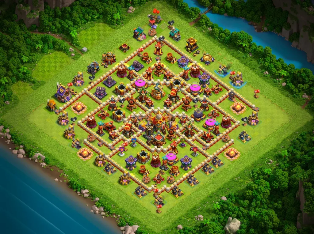 TH16 Farming Base: Interlocked Geometric Layout