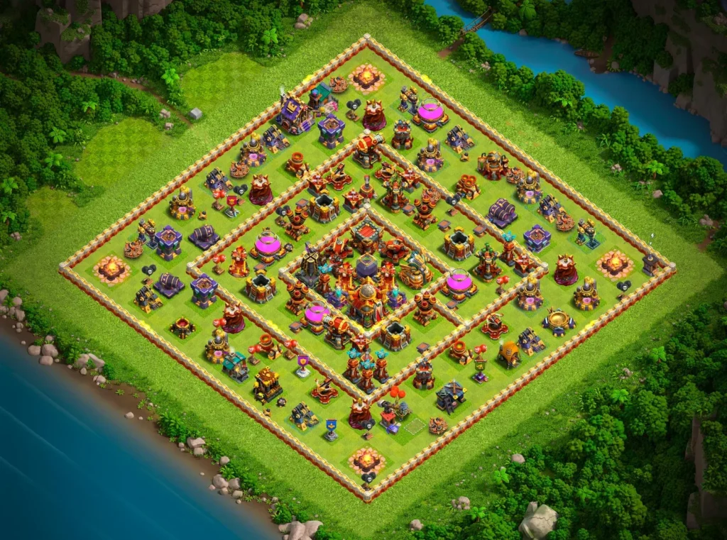 TH16 Farming Base: Layered Defensive Square