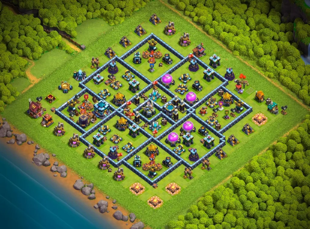 TH13 Farming Base: Symmetric Quadrant Grid Compartment Layout