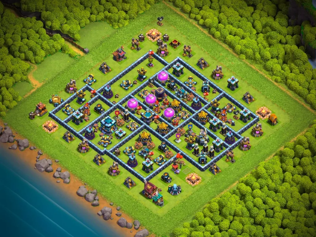 TH13 Farming Base: Asymmetric Offset Grid Layout