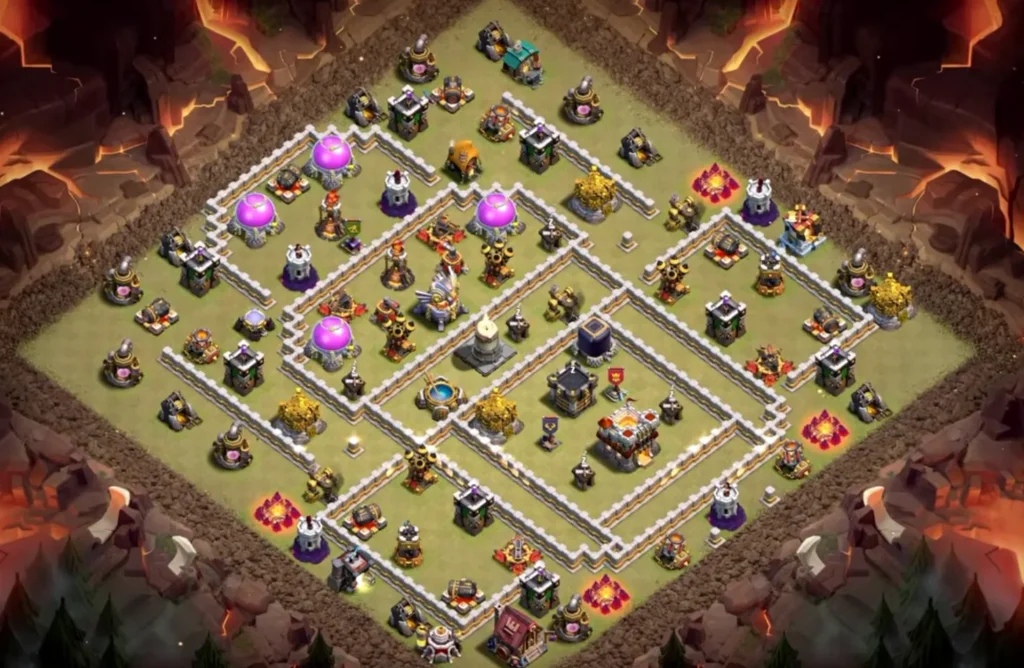 TH11 Ranked Base with Hot Candle — Anti 3 Star Off-Center Core Open Flank Clashiversary Crafted Defense Layout (August 2026) + Copy Link