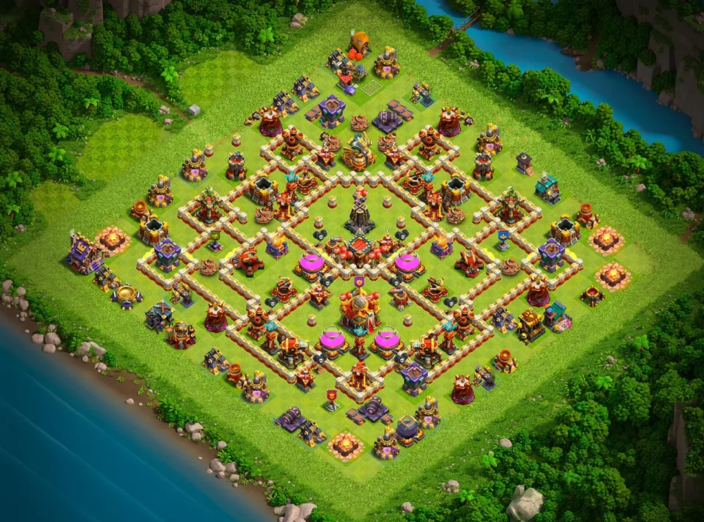 TH16 Ranked Base: Anti-3 Star Symmetrical Diamond Layout