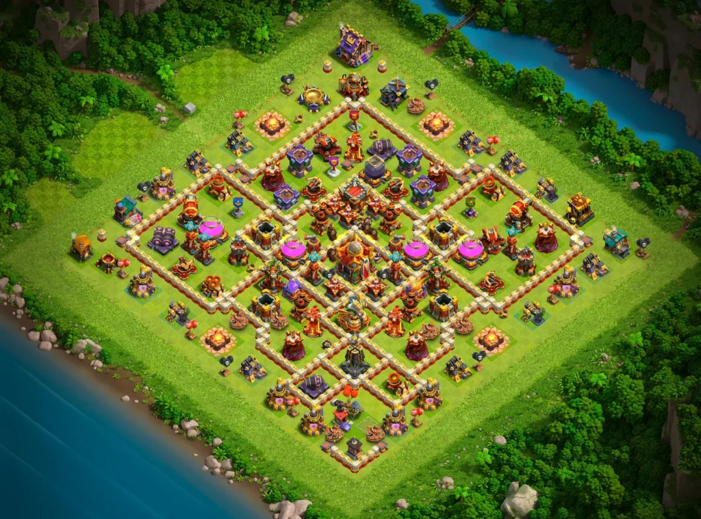 TH16 Farming Base: Diamond Lattice Compartmentalized Layout