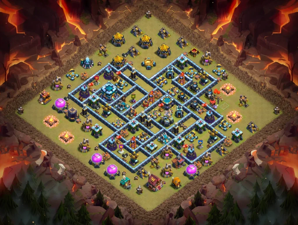 TH13 Anti-3 Star War Base with Grid-Style Compartments – Pro CWL Layout 2026