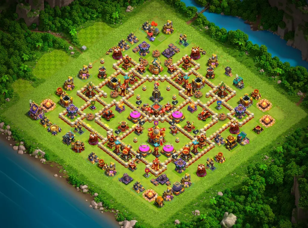 TH16 Ranked Base: Anti-3 Star Symmetrical Compartment Layout