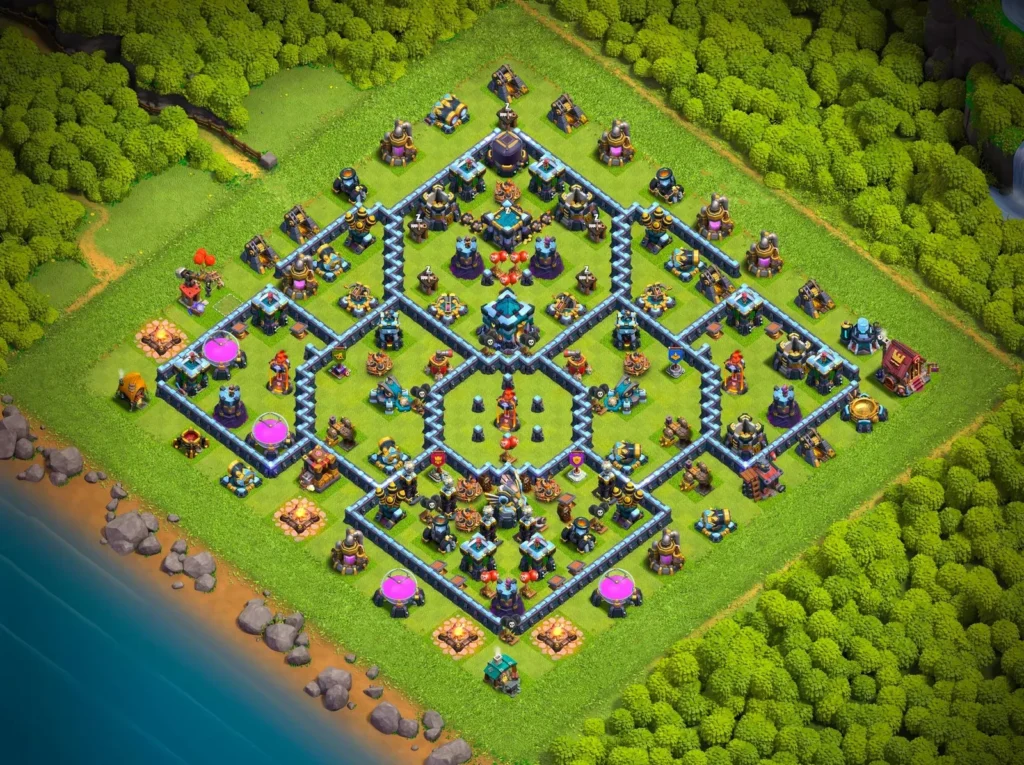 TH13 Ranked Base: Anti-3 Star Concentric Diamond Layout