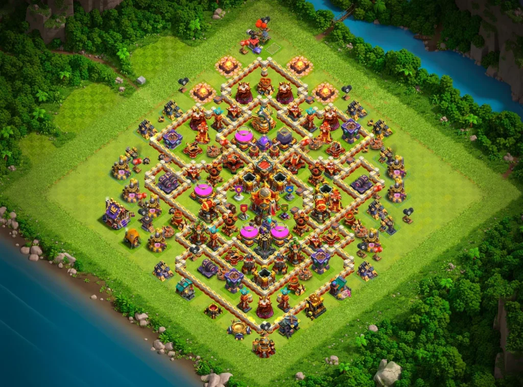 TH16 Farming Base: Concentric Diamond Compartment Layout